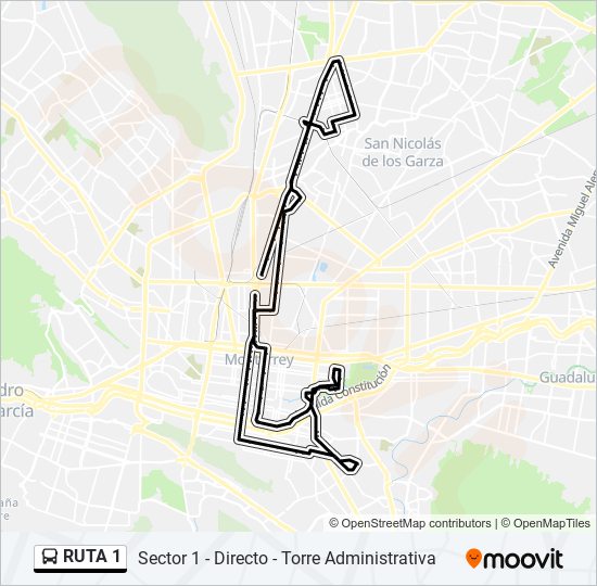 Ruta 1: horarios, paradas y mapas - Torre Administrativa (Actualizado)