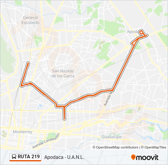 Ruta 219: horarios, paradas y mapas - Apodaca .L. (Actualizado)