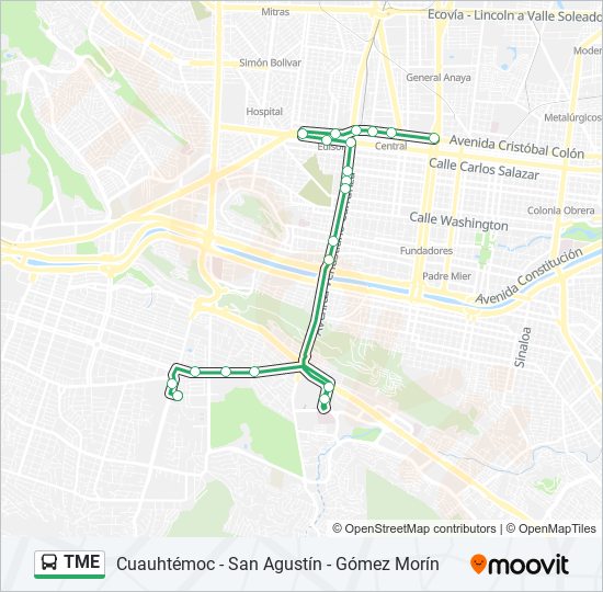 ruta tme horarios paradas y mapas cuauhtémoc san agustín gómez