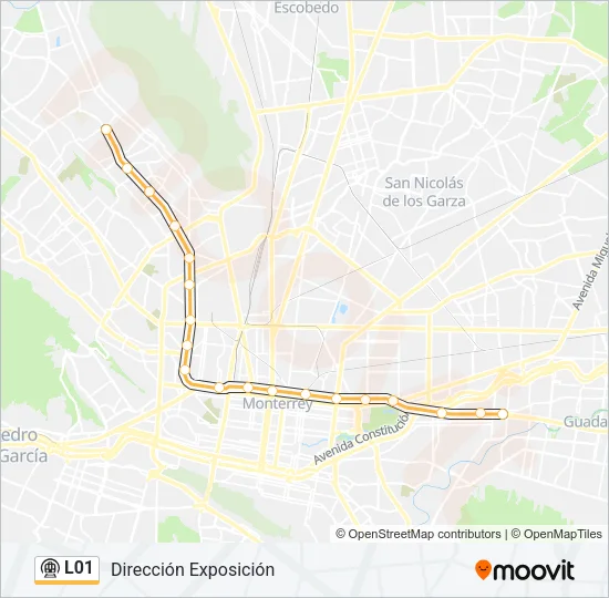 L01 Metrorrey Line Map