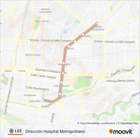 L03 Metrorrey Line Map
