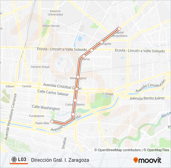 Mapa de L03 de Metrorrey