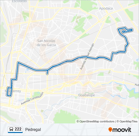 Mapa de 222 de autobús