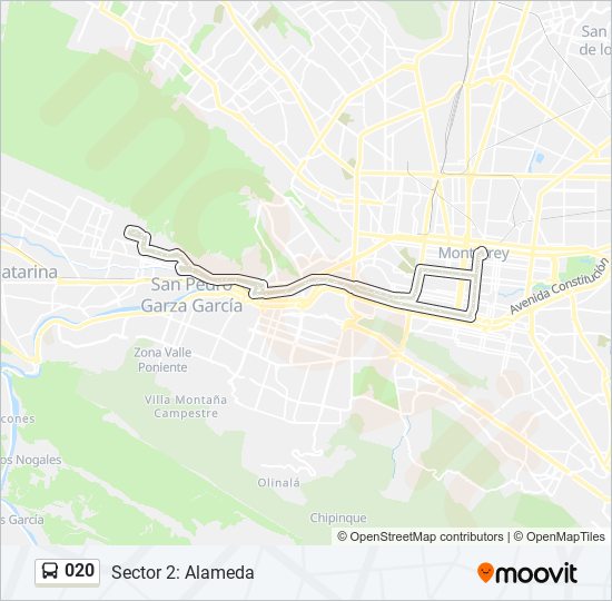 Mapa de 020 de autobús