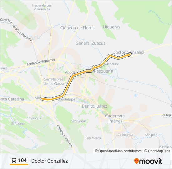 Mapa de 104 de autobús