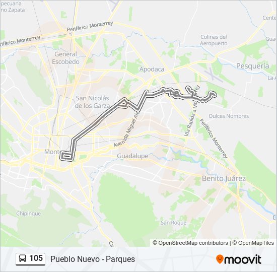 105 bus Line Map