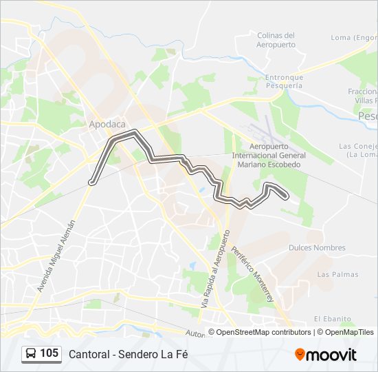 Mapa de 105 de autobús