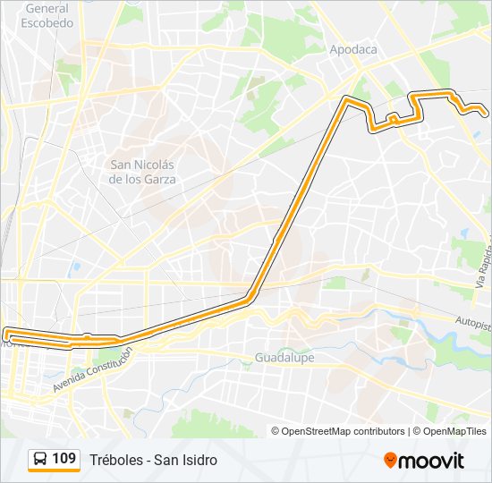 Mapa de 109 de autobús
