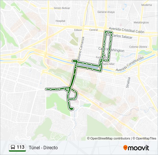 Mapa de 113 de autobús