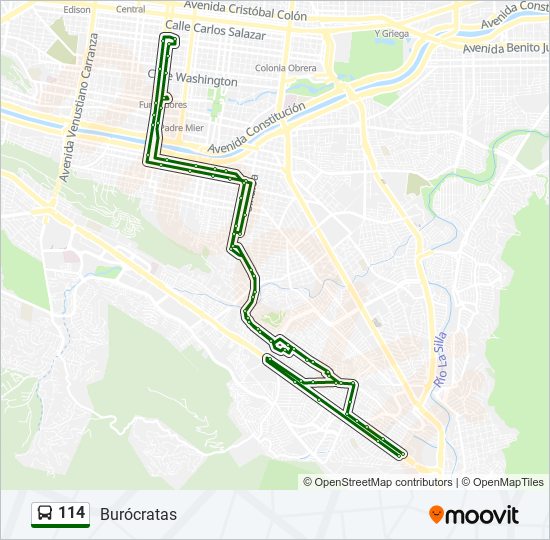 Mapa de 114 de autobús