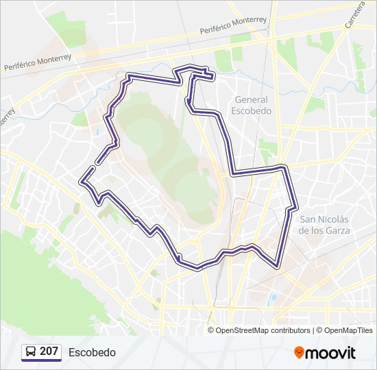Mapa de 207 de autobús
