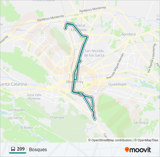 Mapa de 209 de autobús