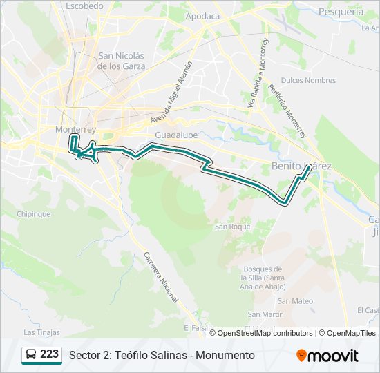 Mapa de 223 de autobús
