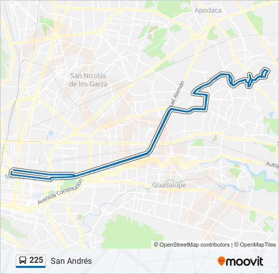 Mapa de 225 de autobús