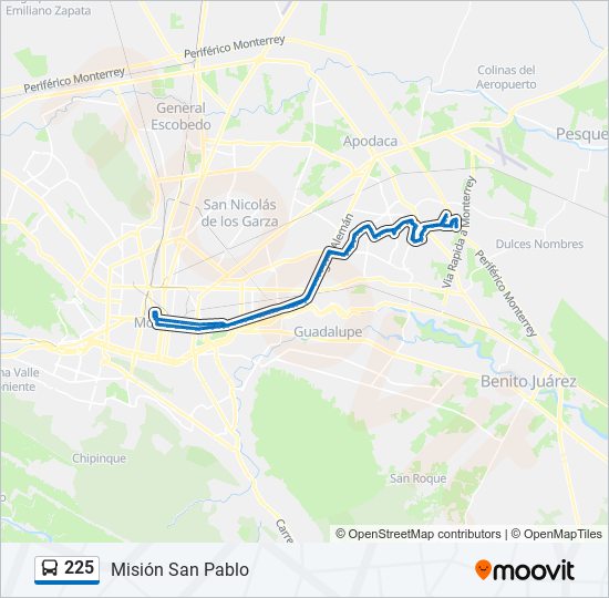 225 bus Line Map