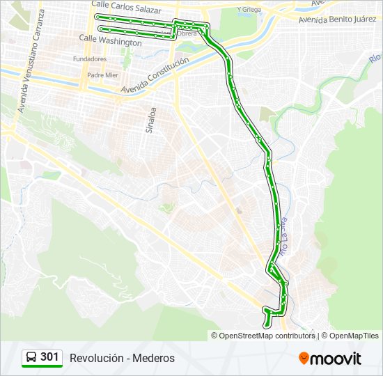 Mapa de 301 de autobús