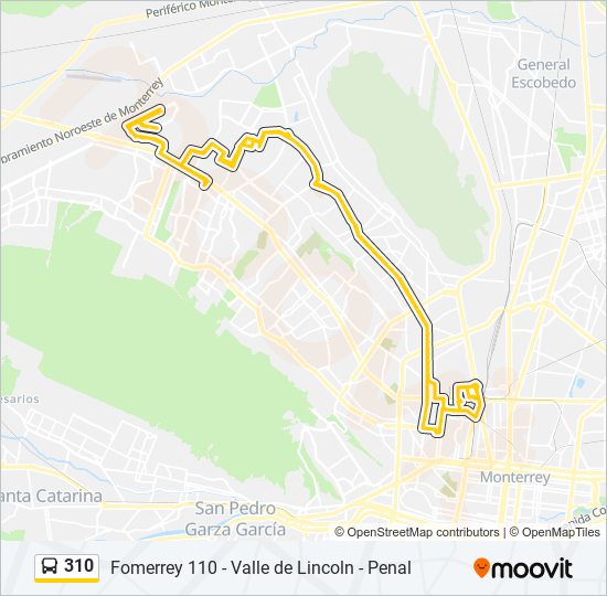 Mapa de 310 de autobús