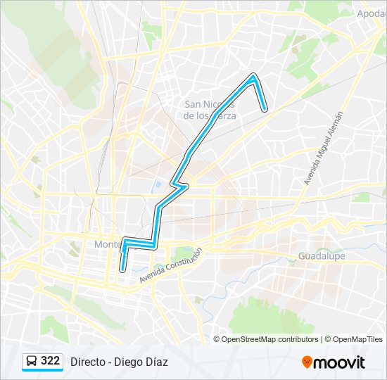 Mapa de 322 de autobús