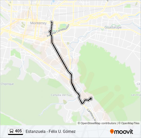 Mapa de 405 de autobús