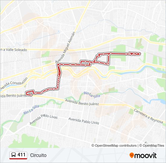 411 bus Line Map