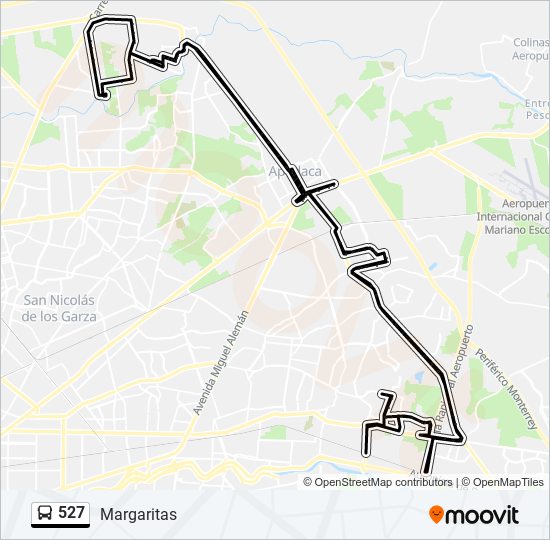 Mapa de 527 de autobús