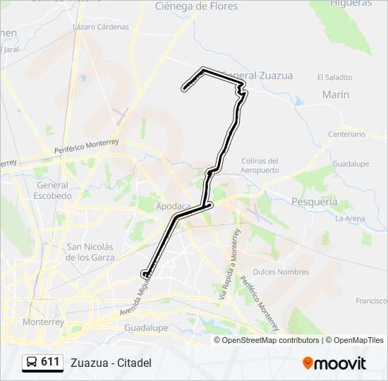 611 bus Line Map