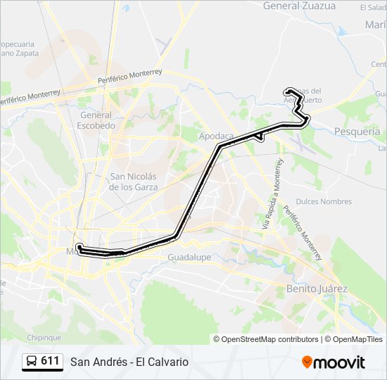 611 bus Line Map