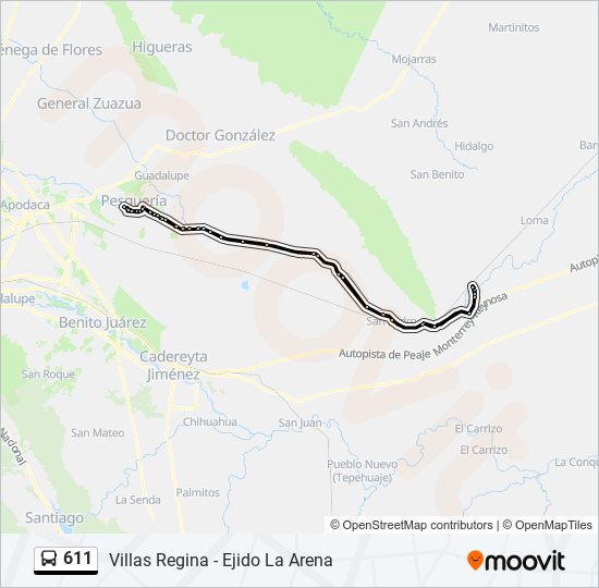 Mapa de 611 de autobús