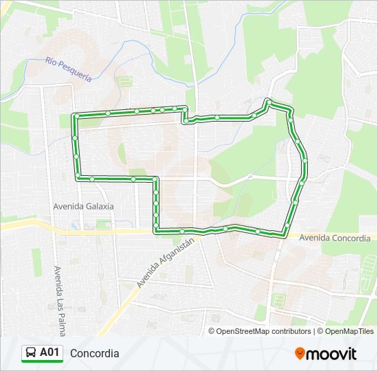 Mapa de A01 de autobús