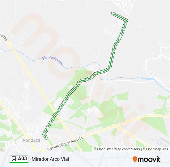 Mapa de A03 de autobús