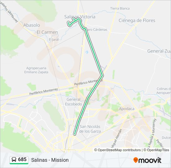 Mapa de 685 de autobús
