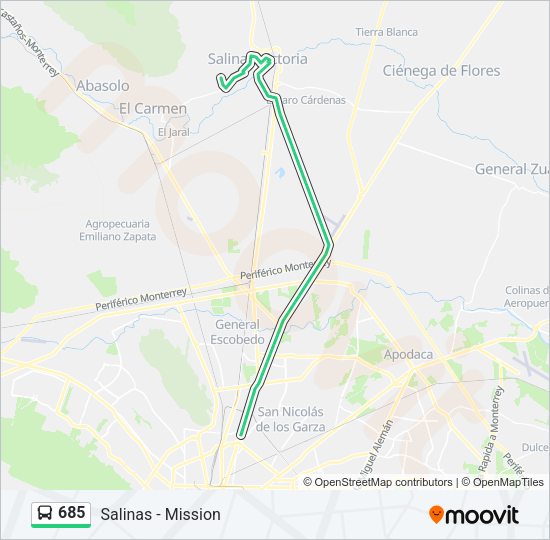 Mapa de 685 de autobús