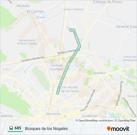 Mapa de 685 de autobús