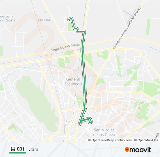Mapa de 001 de autobús