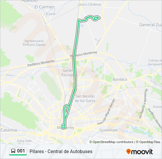 Mapa de 001 de autobús