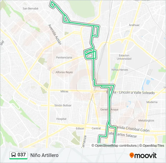 037 Bus Line Map