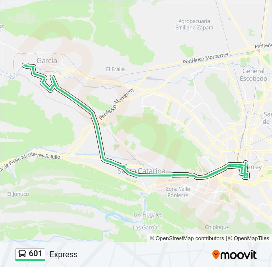Mapa de 601 de autobús
