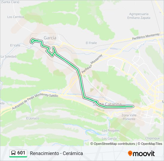 Mapa de 601 de autobús