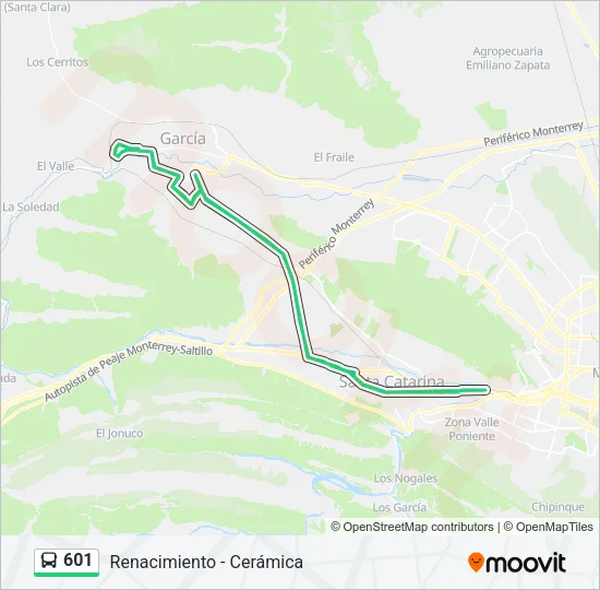 601 Bus Line Map