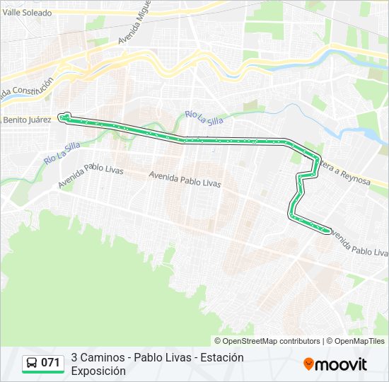 Mapa de 071 de autobús