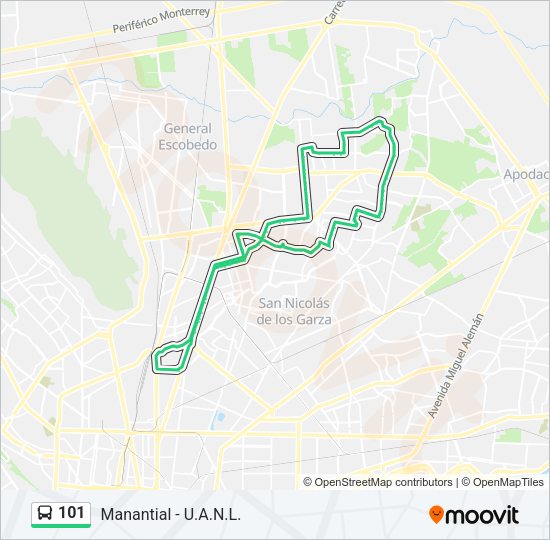 Mapa de 101 de autobús