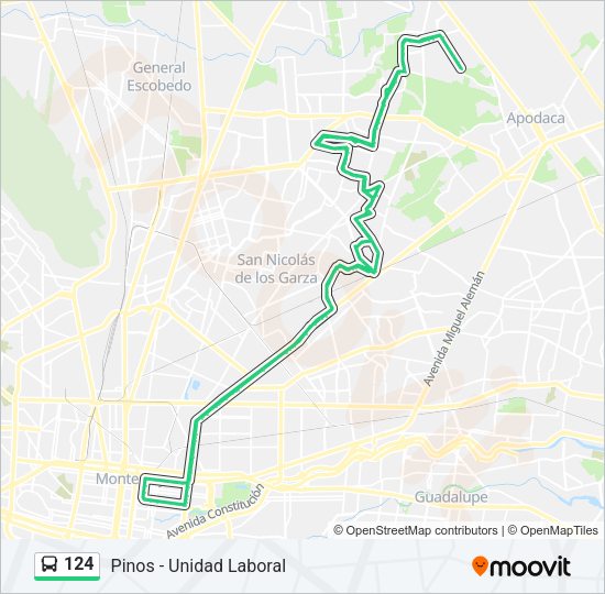 Mapa de 124 de autobús
