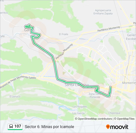 Mapa de 107 de autobús