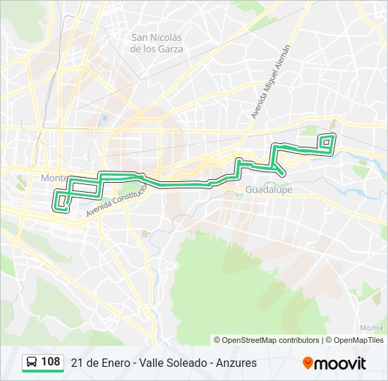 Mapa de 108 de autobús