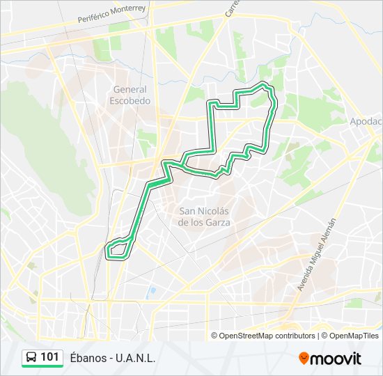 Mapa de 101 de autobús