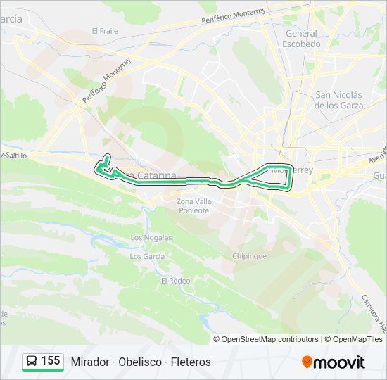 Mapa de 155 de autobús