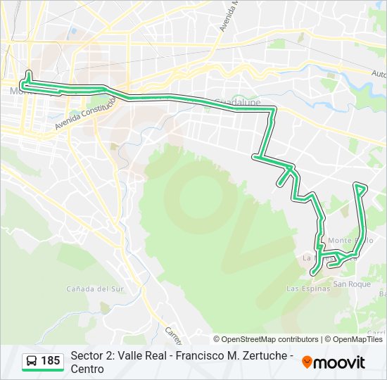 Mapa de 185 de autobús