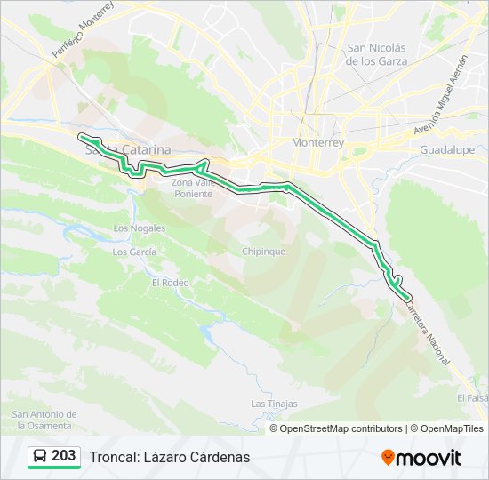 Mapa de 203 de autobús