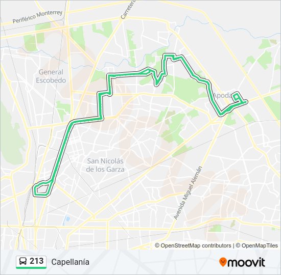 Mapa de 213 de autobús
