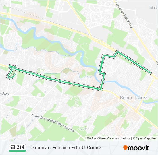 Mapa de 214 de autobús